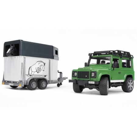 Bruder masina de teren Land Rover Defender cu remorca si cal